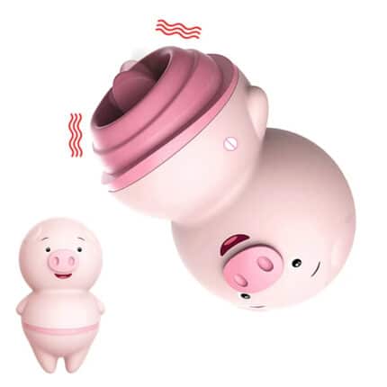 Cute Pink Mini Pig Lick Vibrator