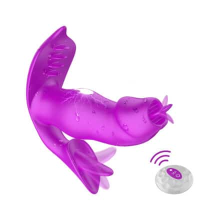 Remote Control Strap-On Tongue Licking Vibrator