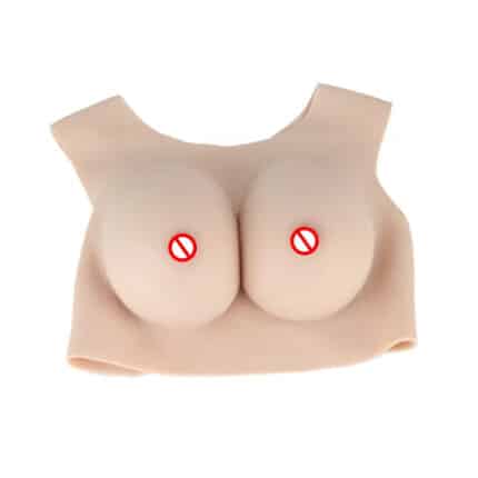 Soft Silicone Fake Boobs – One-Piece Round Neck H Cup Breast for Crossdresser