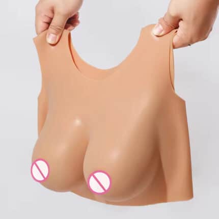 Round Neck False Boobs – Silicone/Cotton Filled Short Style for Crossdresser