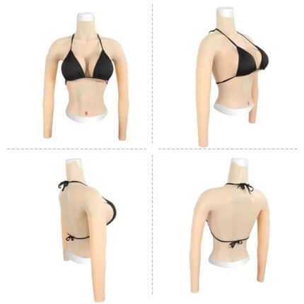 Silicone Long Sleeve Half Body Breast for Male Crossdresser Transvestite