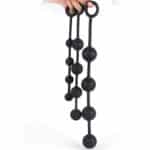 Beginners to Masters Anal Sex Toy – Long Silicone Balls Beads Butt Plug with 4 Balls & O-Ring Chain