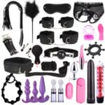 BDSM Bondage Kit – Nipple Clips, Mouth Ball Gag, Whip, Collar & Shackles for Couples Roleplay