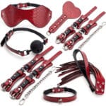 BDSM Bondage Kit Grain Restraint Sex Toys with Paddle Whip Collar Slave Fun Game Set Crocodile for Women