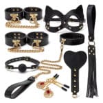 Luxury 8-Piece Genuine Leather Bondage Kit – Japanese-Inspired BDSM Restraint Set for Couples Roleplay & Fetish Play