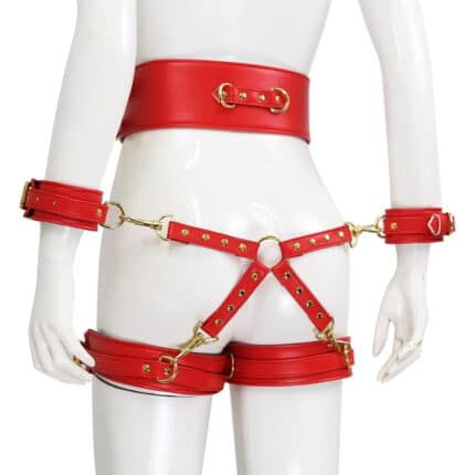 BDSM Leather Body Harness Strap – Couples Slave Bracelet Belts Restraints Handcuffs Rope