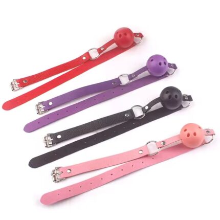 BDSM Leather Bondage Harness Ball Gag Restraint Set for Fetish Roleplay and Couples Play