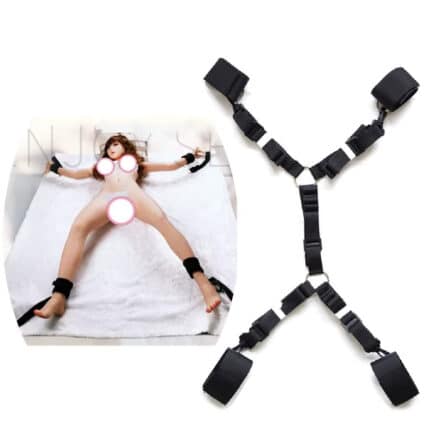 Adult Games Bondage Fetish Kit with Hand and Ankle Restraints Bed Bondage Gear Sex Role Toys