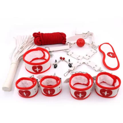 9-Piece Bondage Gear Adult Sex Toys Kit SM Restraints Slave Fetish Toys with Handcuffs BDSM Nurse Set for Women