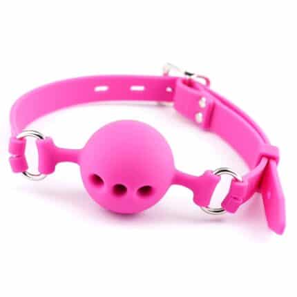 Silicone Bondage Mouth Ball Gag with Air Holes Adjustable Strap Sex Toy for Couples