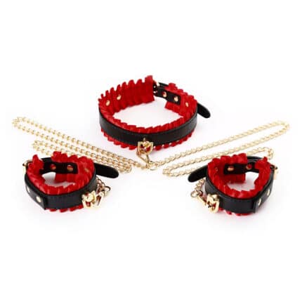 Adjustable BDSM Bondage Restraints Set Adult Fetish Slave Handcuffs to Collar for Women Couples