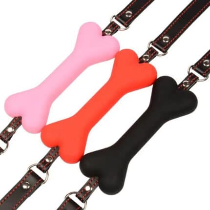 High Quality Silicone Bone Ball Gag with Leather Harness – Adjustable BDSM Mouth Restraint for Couples Roleplay & Fetish Play