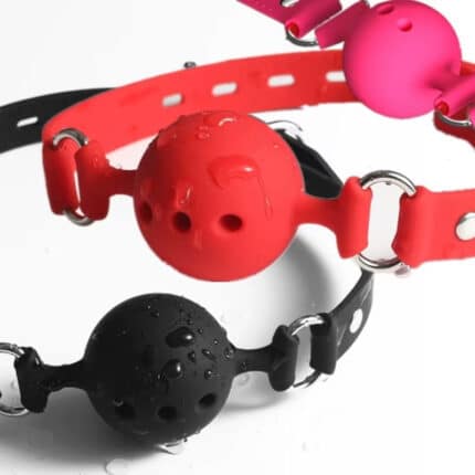Silicone Mouth Gag Breathable Ball Gag Adjustable Belt Restraint Sex Toy for Adult SM Games