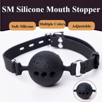 Breathable Silicone Ball Gag with Adjustable Strap BDSM Mouth Restraint for Adults