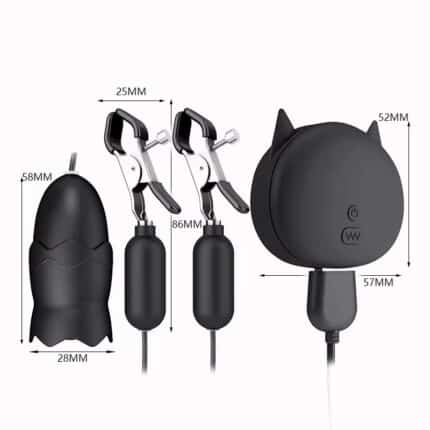 Rechargeable Triple Point Vibrator – Hot Selling Clitoris Nipple & Anus Vibrating Breast Clamps Massager for Women