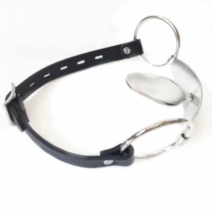 Stainless Steel BDSM Mouth Gag Adjustable Open Gag with Tongue Ring for Fetish Bondage Play