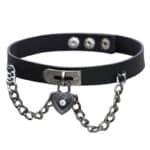Wholesale Punk Metal Chain Choker PU Leather Collar with Peach Heart Love Lock Pendant Gothic Necklace