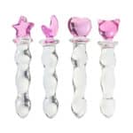 Crystal Happy Realistic Dildo – Pink Multi-Style Glass Anal Plug