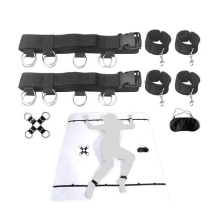 High Quality Bed Bondage Restraint Kit BDSM Toys with Handcuffs Ankle Cuffs Blindfold Cross Set SM Games for Couples