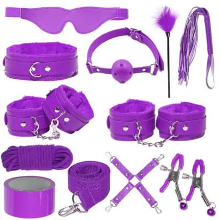 11-Piece Sex Toys Couple Restraints Kit for Women Adults Erotic Toys Handcuffs Nipple Clamps Gag BDSM Bondage