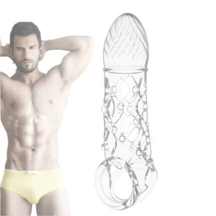 Crystal Transparent Penis Extension Sleeve – Reusable Clear Condom Sex Toy for Men with Real Feeling Sensation