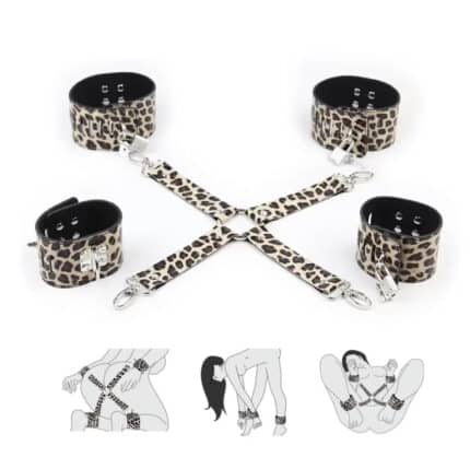 Leather Handcuffs and Ankle Cuffs BDSM Bondage Restraint for Couples Flirting Slave Accessories