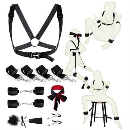 Adjustable BDSM Kit for Sexual Bondage with Handcuffs and Body Restraints SM Toys for Couples Adult Play