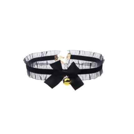 Lace Collar for Women Sexy Bow Choker Necklace with Bell Fashion Adjustable Cute Gothic Style Collar