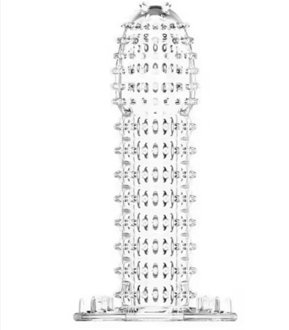 Clear Reusable Silicone Condom for Men – 20cm Transparent Penis Sleeve Adult Sex Toy for Male Pleasure