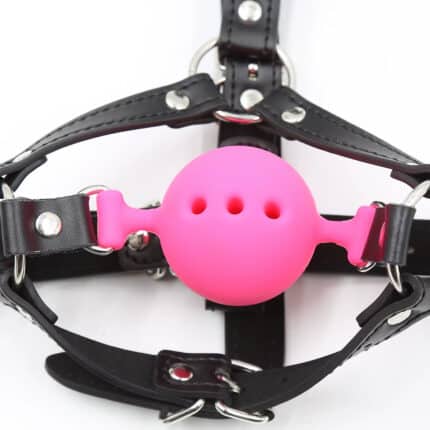Breathable Silicone Harness Gag – Adjustable Mouth Ball with Nose Hook for BDSM Roleplay & Fetish Play