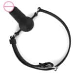 Silicone Mouth Ball Gag – Adjustable Head Strap Bondage Gear with Dildo Attachment for Couples Roleplay