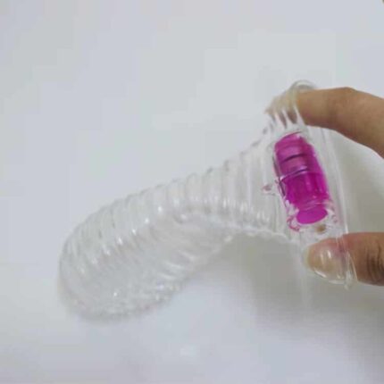 Vibrating Penis Sleeve for Men Reusable Enlargement Condom Adult Toy