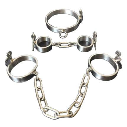 BDSM Bondage Metal Collar Handcuffs Set