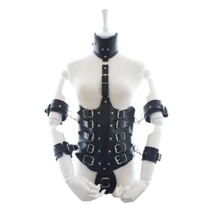 Adult Leather Bondage Suit Handcuffs