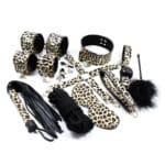10-Piece Leather Leopard Print Bondage Set