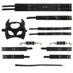 Factory Price Leather BDSM Bondage Kit Mask, Handcuffs & Fetish Restraint Set for Couples
