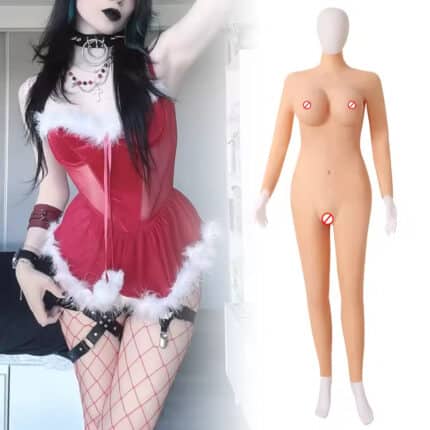100% Soft Silicone Body Suit Jumpsuit Natural Breast Plate Vagina Pants for Crossdresser Sissy Ladyboy