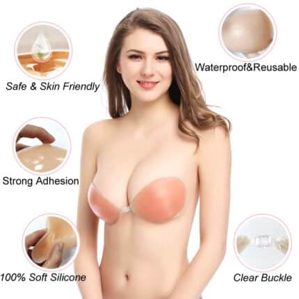 High Quality Front Button Sticky Bra Adhesive Strapless Push-Up Women Silicone Reusable Invisible Bra