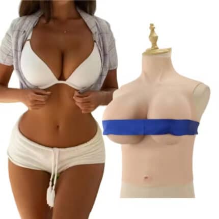 High Quality Collar Silicone Breast Form with Navel Realistic Full Body Breastplate for Crossdresser