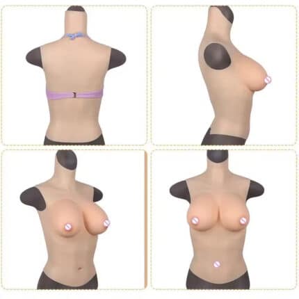 D Cup Lifelike Breast False Plump Boobs Forms With Arms Half-Body for Transgender MTF Halloween