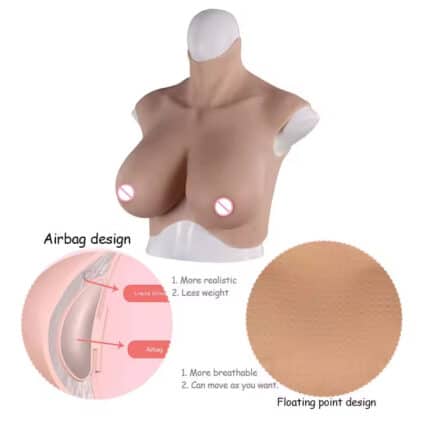 Realistic Silicone Boobs Artificial Tits Fake Breast Reusable Chest for Crossdresser Ladyboy Halloween