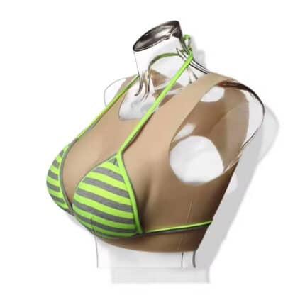 High Quality Backless Design Silicone Fake Boobs Vest Realistic Breast Form Round Collar Crossdresser Cosplay