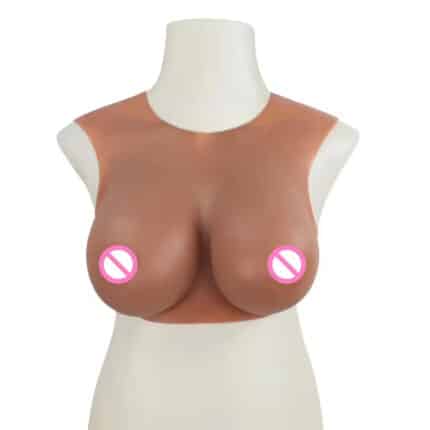 Round Collar Realistic Silicone False Boobs Breast Form Silicone Breastplate for Crossdresser Cosplay