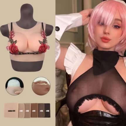 Silicone Round Collar Artificial Breast Forms Sexy Large Boobs Prosthesis for Drag Queen & Transgender