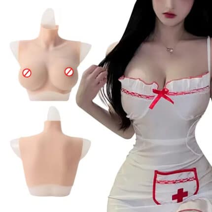 High Neck Realistic Silicone Breastplate