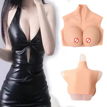 High Neck Realistic Silicone Breast Form Male